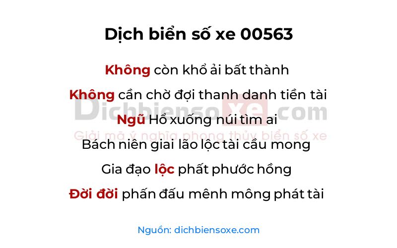 Dịch thơ biển số 00563