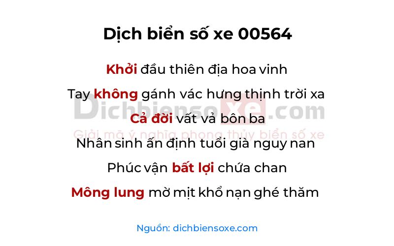 Dịch thơ biển số 00564