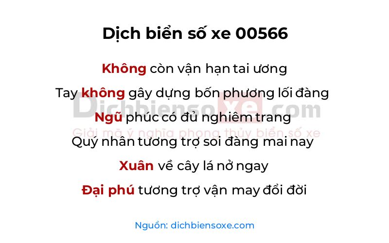 Dịch thơ biển số 00566