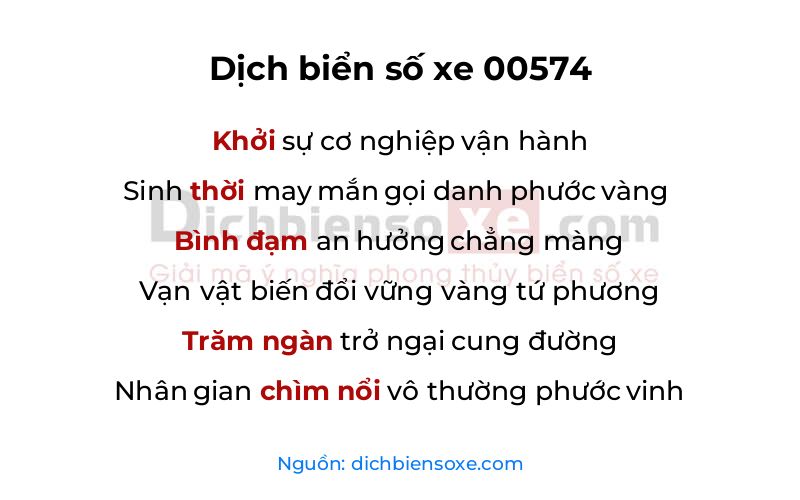 Dịch thơ biển số 00574