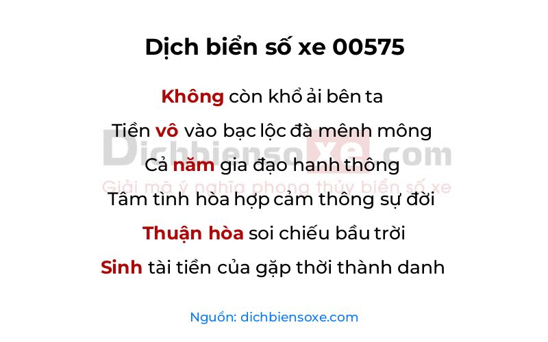 Dịch thơ biển số 00575