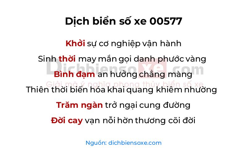 Dịch thơ biển số 00577
