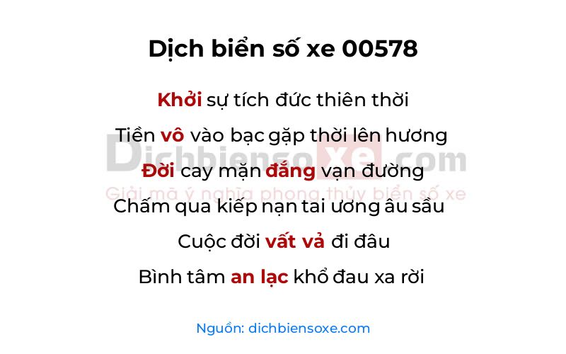 Dịch thơ biển số 00578