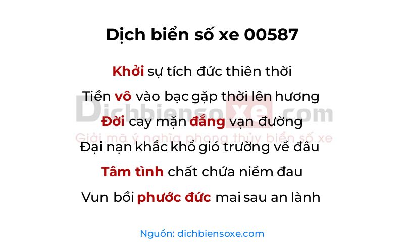 Dịch thơ biển số 00587