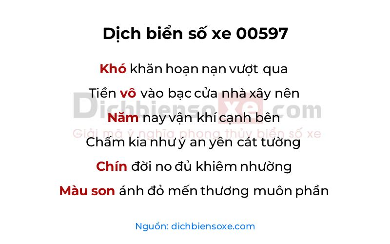 Dịch thơ biển số 00597