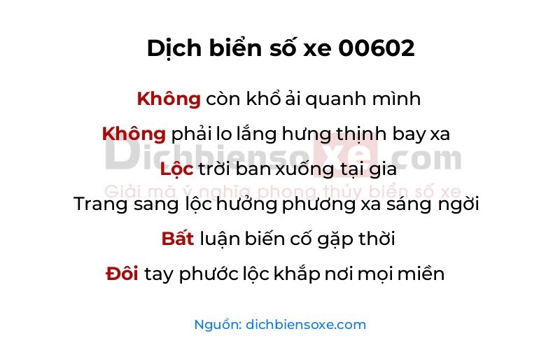 Dịch thơ biển số 00602