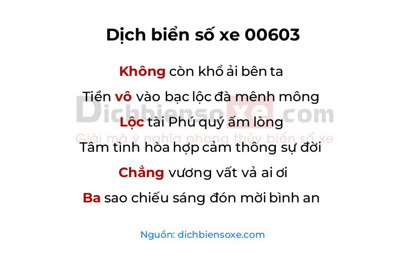 Dịch thơ biển số 00603