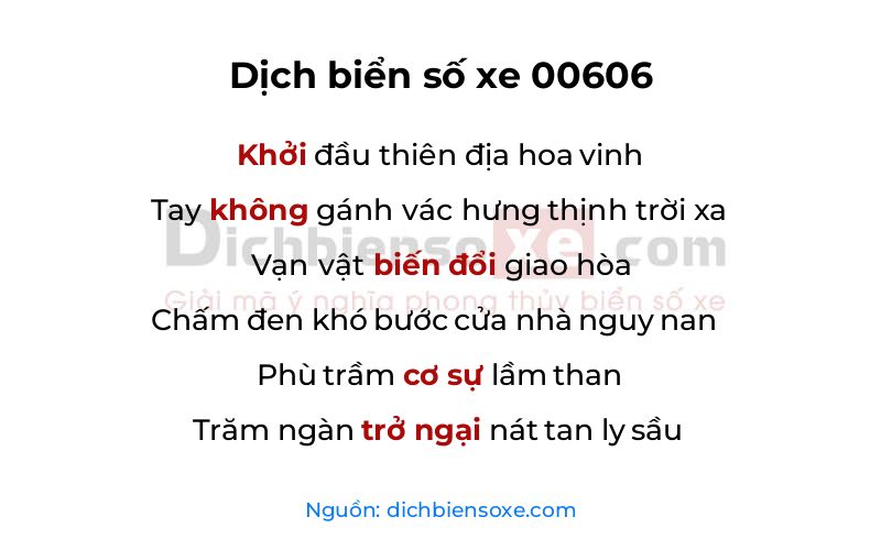 Dịch thơ biển số 00606