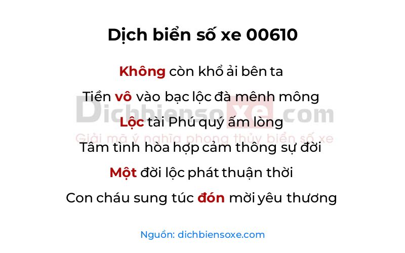 Dịch thơ biển số 00610