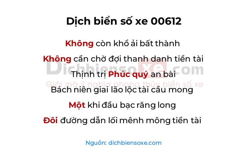 Dịch thơ biển số 00612