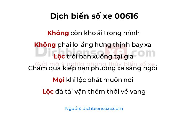 Dịch thơ biển số 00616