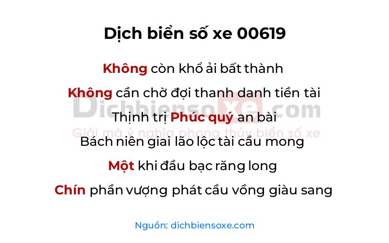 Dịch thơ biển số 00619