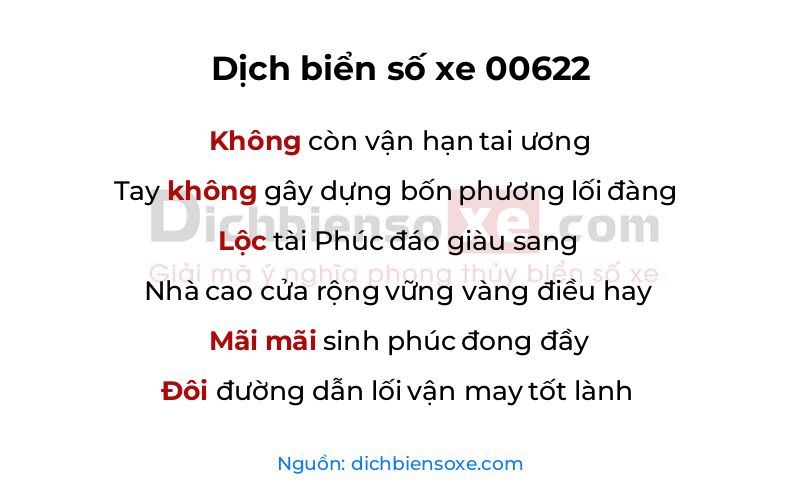 Dịch thơ biển số 00622