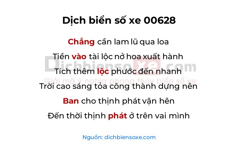 Dịch thơ biển số 00628