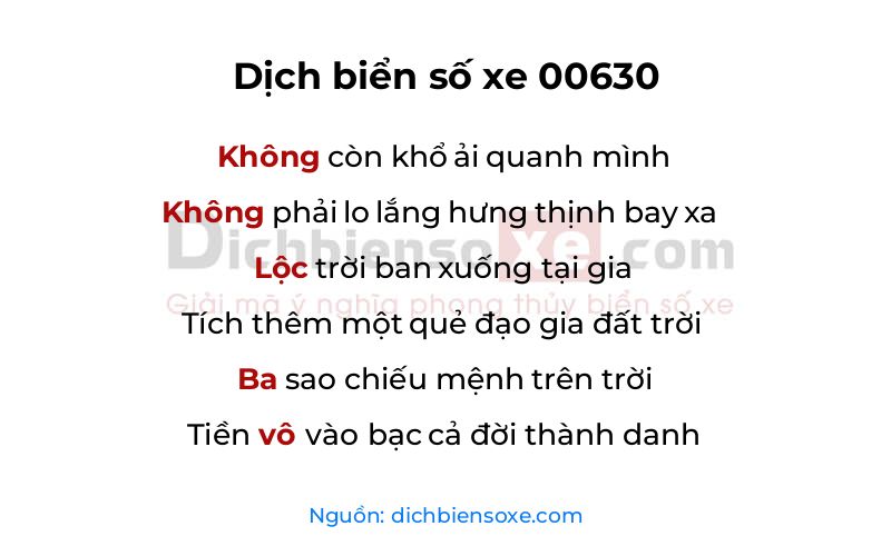 Dịch thơ biển số 00630