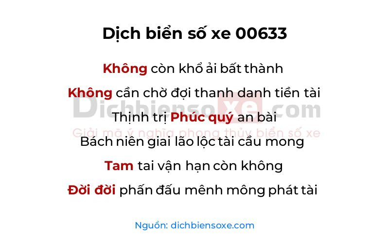 Dịch thơ biển số 00633