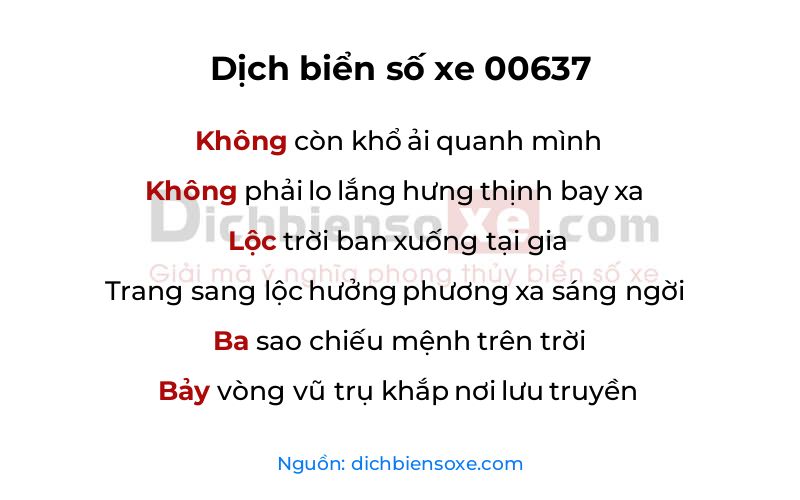 Dịch thơ biển số 00637