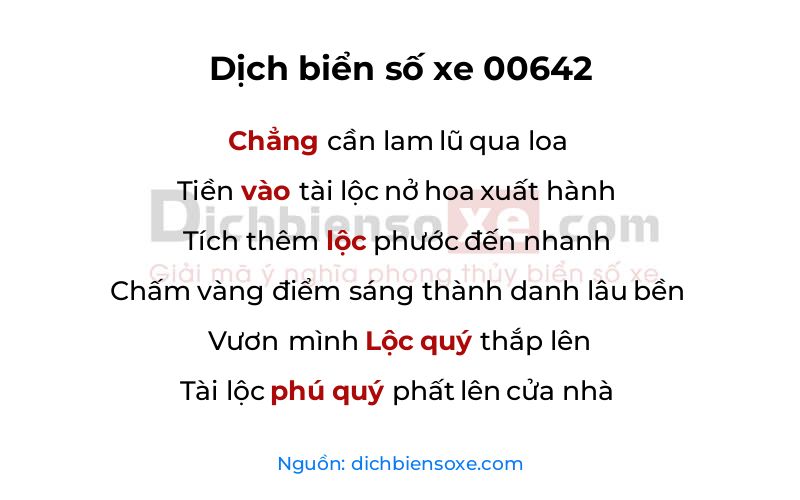 Dịch thơ biển số 00642