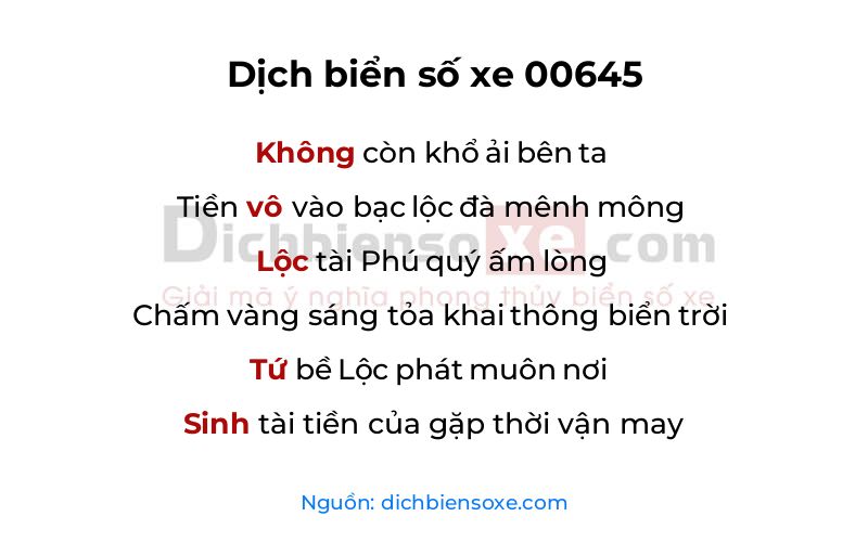 Dịch thơ biển số 00645