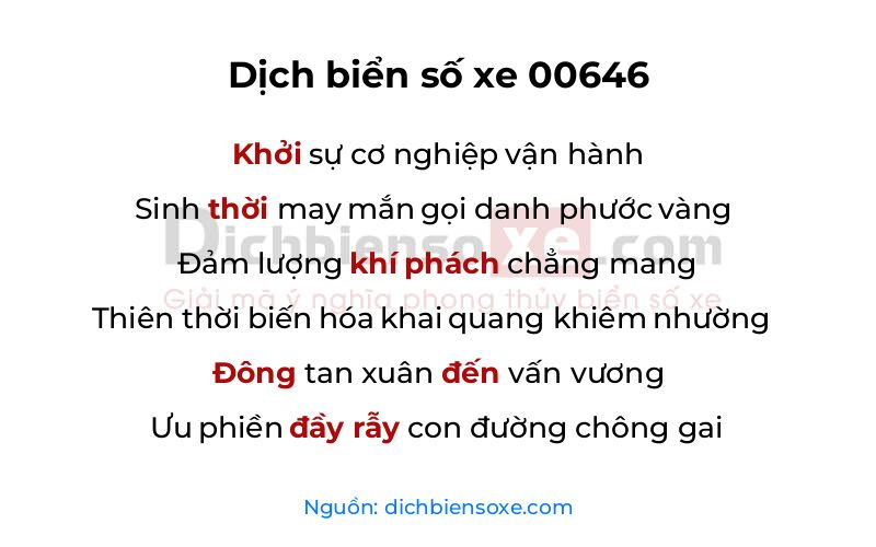 Dịch thơ biển số 00646