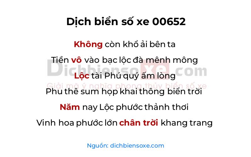 Dịch thơ biển số 00652