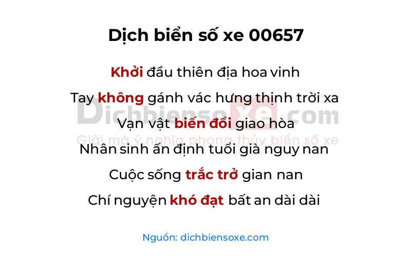 Dịch thơ biển số 00657