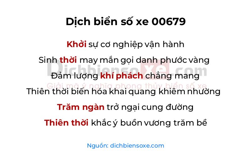 Dịch thơ biển số 00679