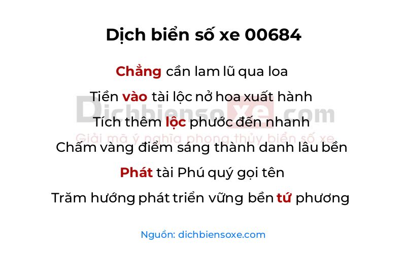 Dịch thơ biển số 00684
