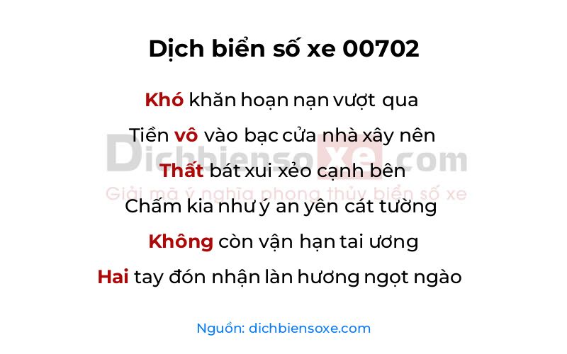 Dịch thơ biển số 00702