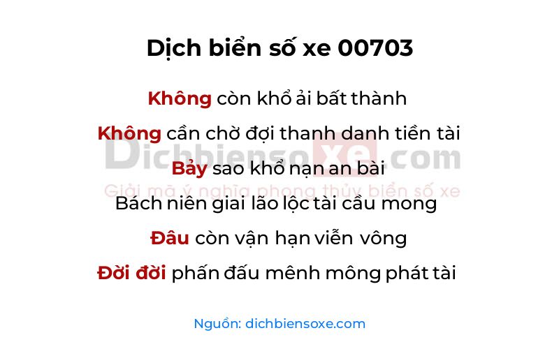 Dịch thơ biển số 00703