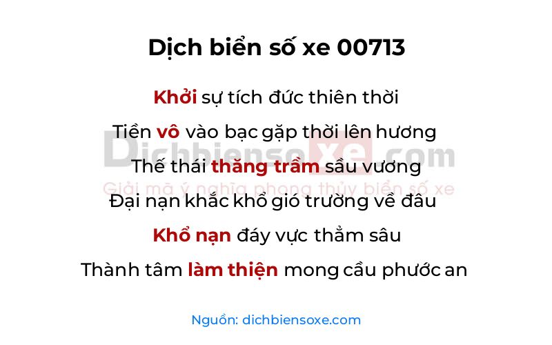 Dịch thơ biển số 00713