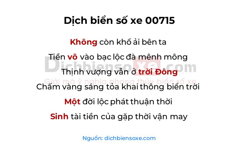 Dịch thơ biển số 00715
