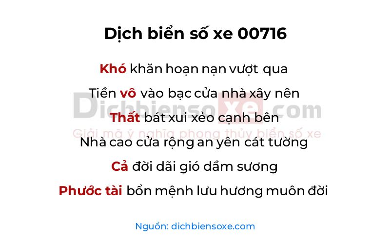 Dịch thơ biển số 00716