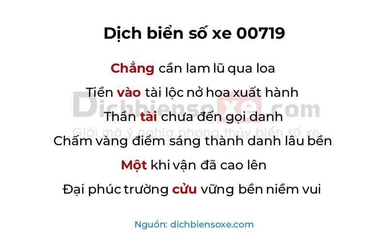 Dịch thơ biển số 00719