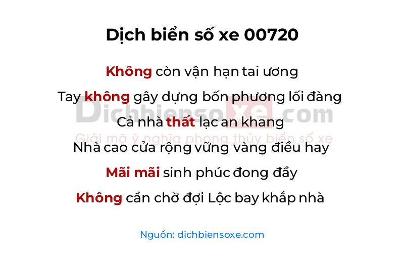 Dịch thơ biển số 00720