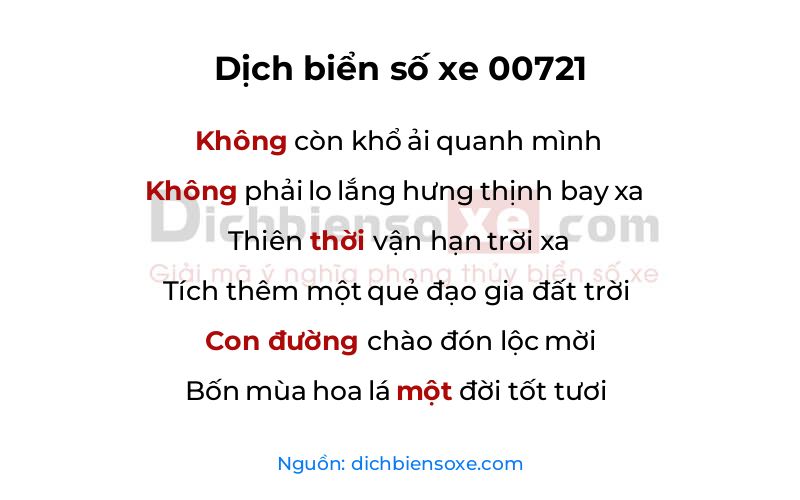 Dịch thơ biển số 00721