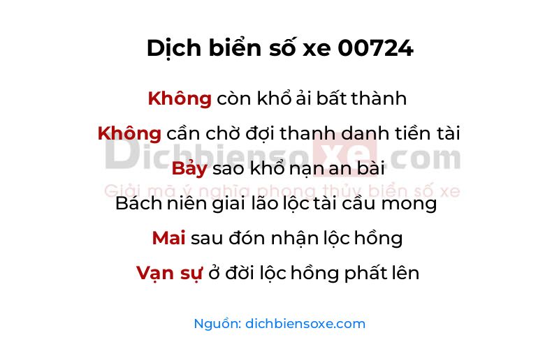 Dịch thơ biển số 00724