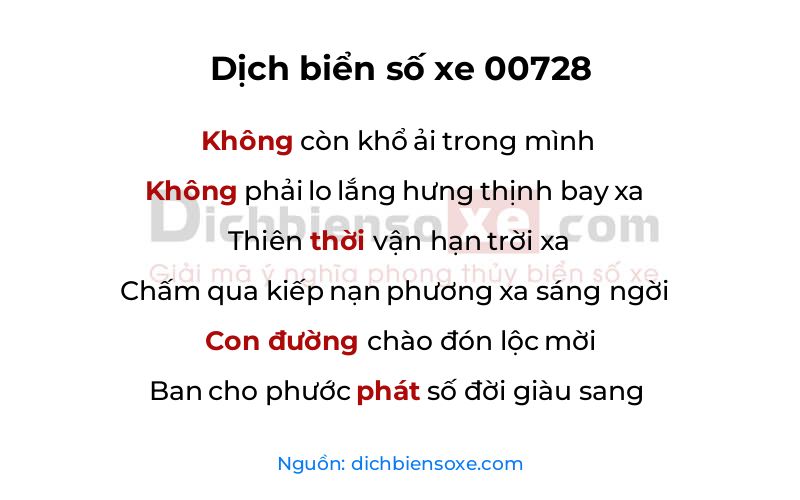 Dịch thơ biển số 00728