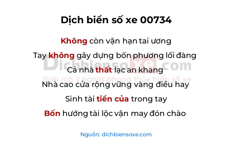 Dịch thơ biển số 00734