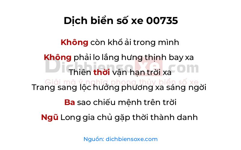 Dịch thơ biển số 00735