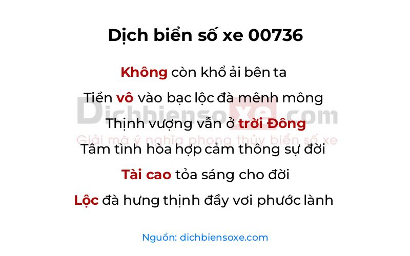 Dịch thơ biển số 00736