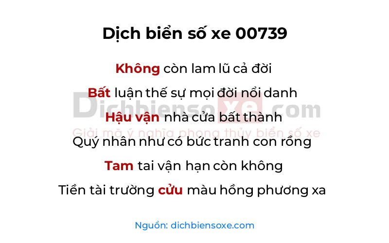 Dịch thơ biển số 00739