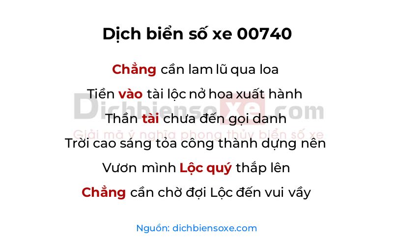 Dịch thơ biển số 00740
