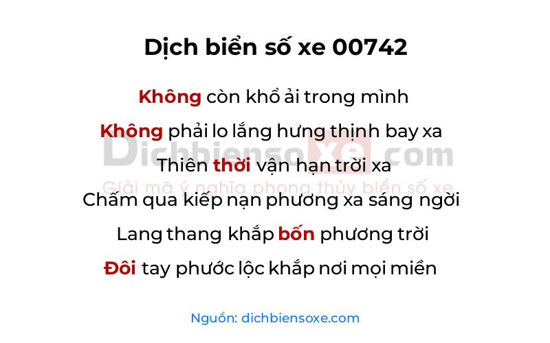 Dịch thơ biển số 00742