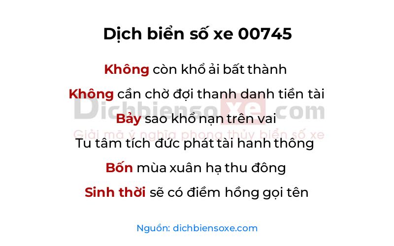 Dịch thơ biển số 00745