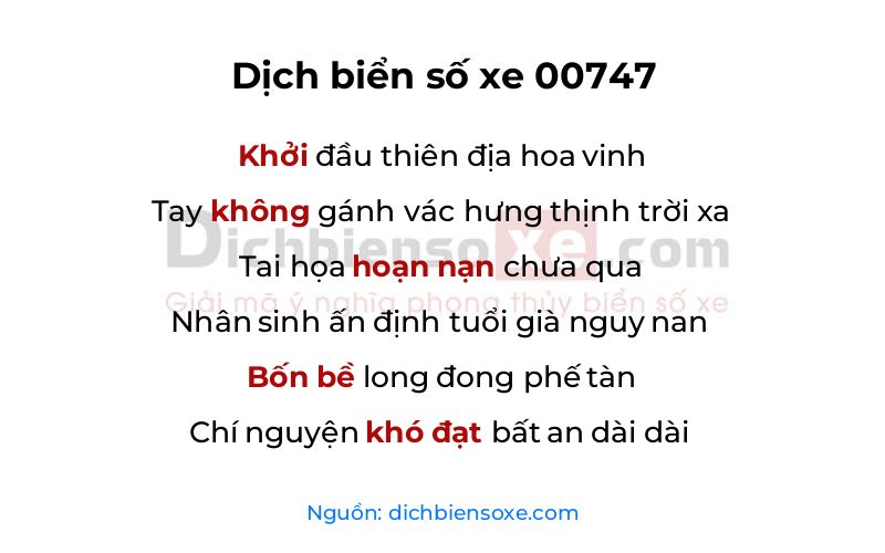 Dịch thơ biển số 00747