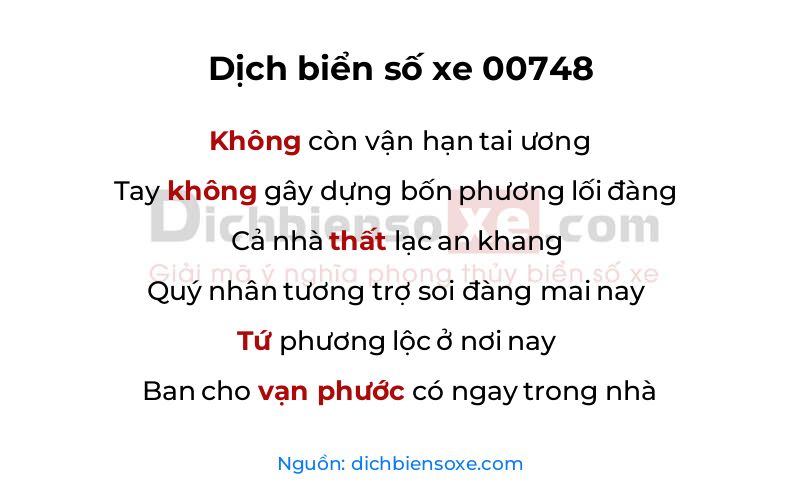 Dịch thơ biển số 00748