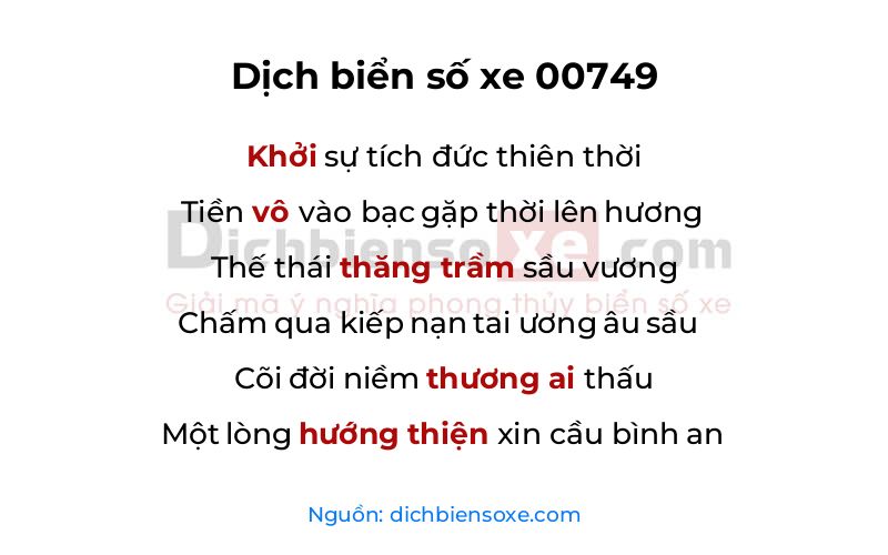 Dịch thơ biển số 00749