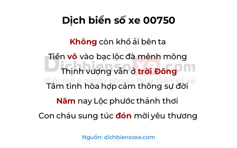 Dịch thơ biển số 00750