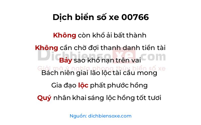 Dịch thơ biển số 00766